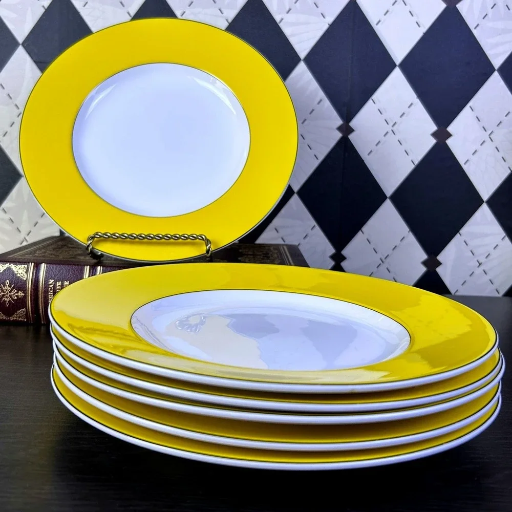 Set of 6 Kate Spade x Lenox Yellow Rutherford Circle Plates 9.5